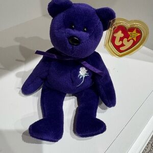 Ty Beanie Baby Purple Bear- Princess Diana